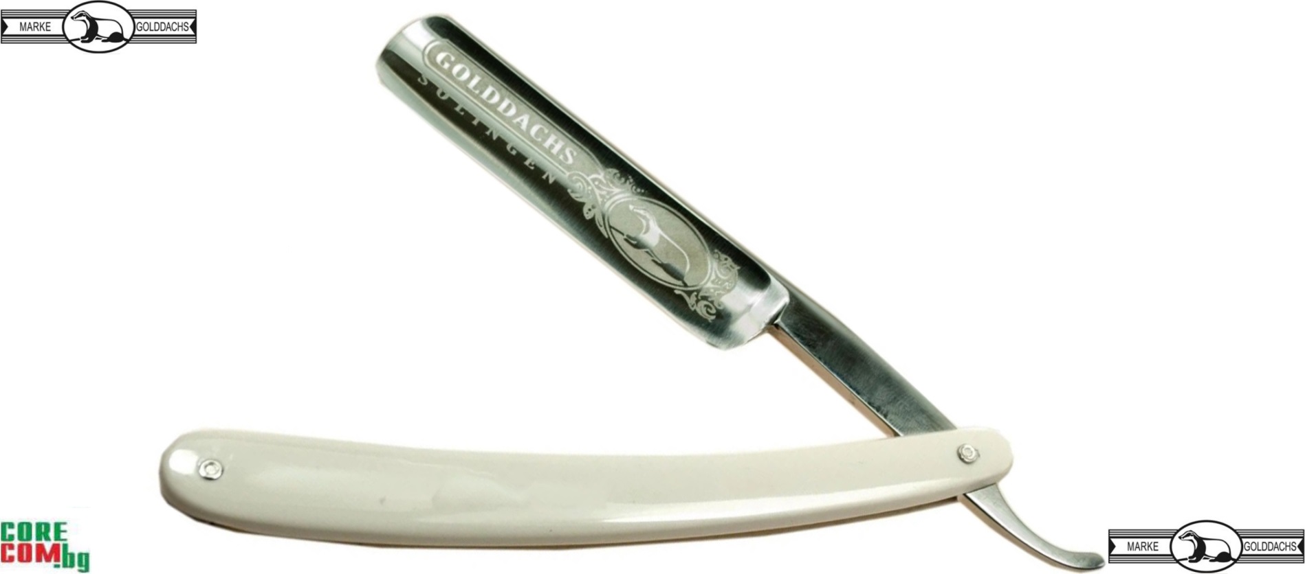 Golddachs Solingen straight razor, white colour, Бръснач за бръснене на брада, излючително качество от Солинген Германия, Golddachs Solingen Razor, Безплатна доставка в България!